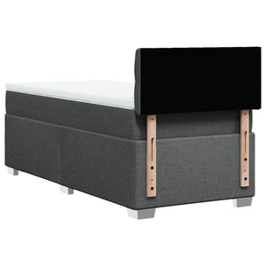 Κρεβάτι Boxspring με Στρώμα Σκούρο Γκρι 90x200 εκ. Υφασμάτινο