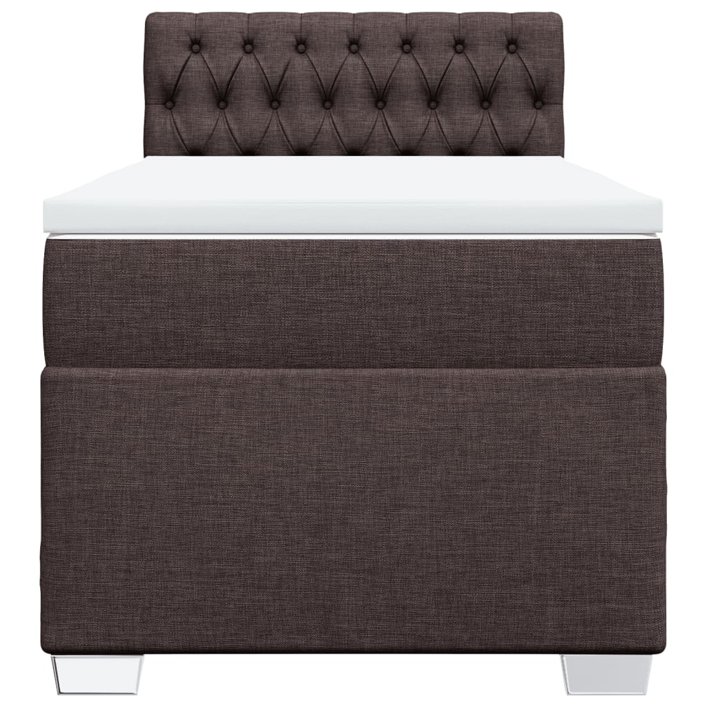 Κρεβάτι Boxspring με Στρώμα Σκούρο Καφέ 90x200 εκ. Υφασμάτινο