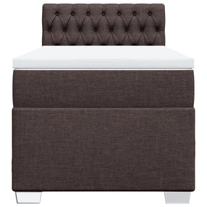 Κρεβάτι Boxspring με Στρώμα Σκούρο Καφέ 90x200 εκ. Υφασμάτινο