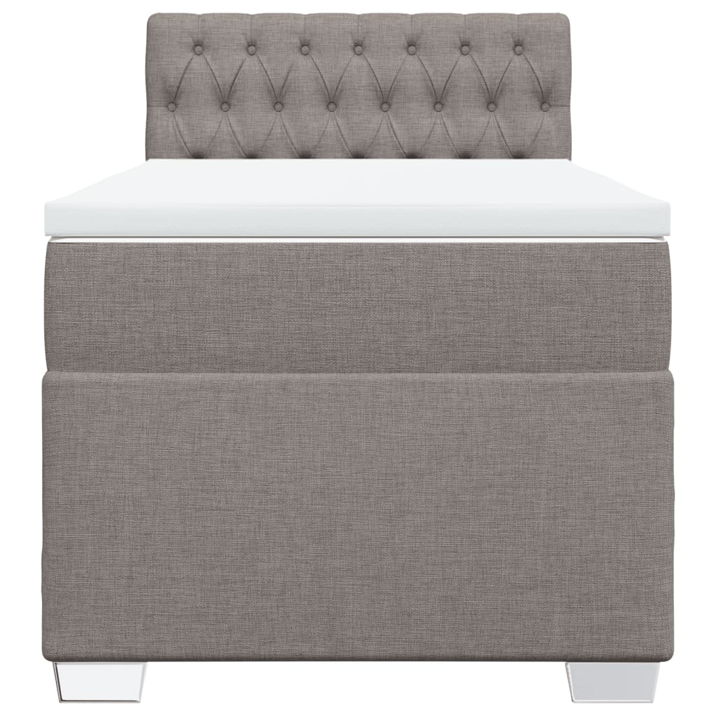 Κρεβάτι Boxspring με Στρώμα Taupe 90x200 εκ. Υφασμάτινο - Pakobazaar