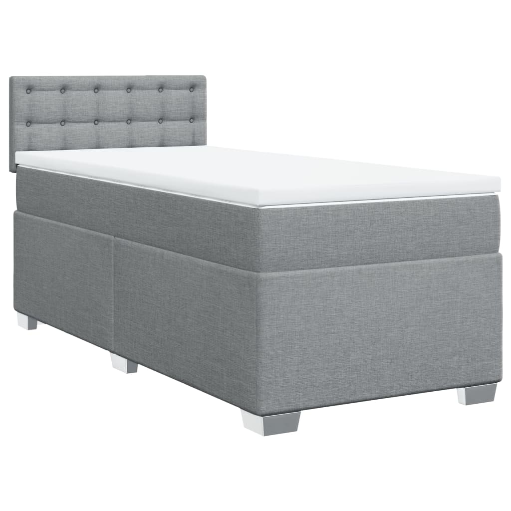 Κρεβάτι Boxspring με Στρώμα Ανοιχτό Γκρι 90x200 εκ. Υφασμάτινο