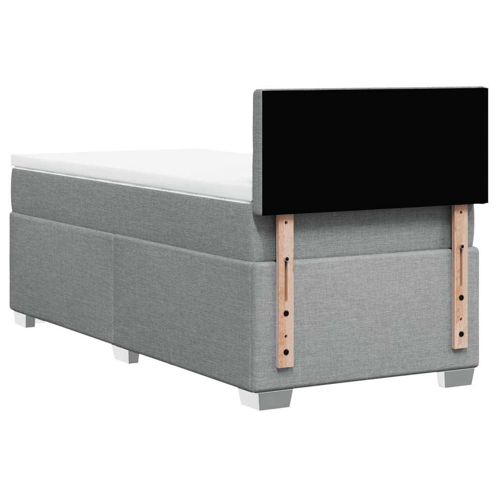 Κρεβάτι Boxspring με Στρώμα Ανοιχτό Γκρι 90x200 εκ. Υφασμάτινο