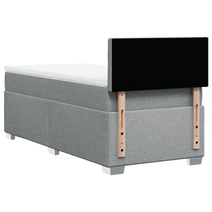 Κρεβάτι Boxspring με Στρώμα Ανοιχτό Γκρι 90x200 εκ. Υφασμάτινο