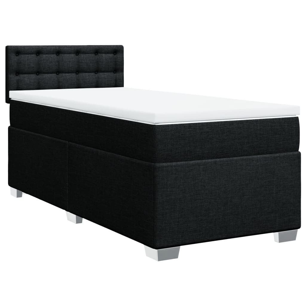 Κρεβάτι Boxspring με Στρώμα Μαύρο 90x200 εκ. Υφασμάτινο - Pakobazaar