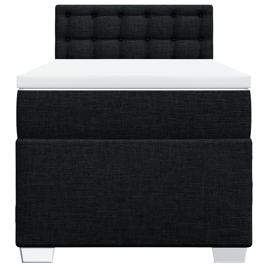 Κρεβάτι Boxspring με Στρώμα Μαύρο 90x200 εκ. Υφασμάτινο - Pakobazaar