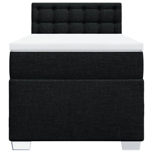 Κρεβάτι Boxspring με Στρώμα Μαύρο 90x200 εκ. Υφασμάτινο - Pakobazaar