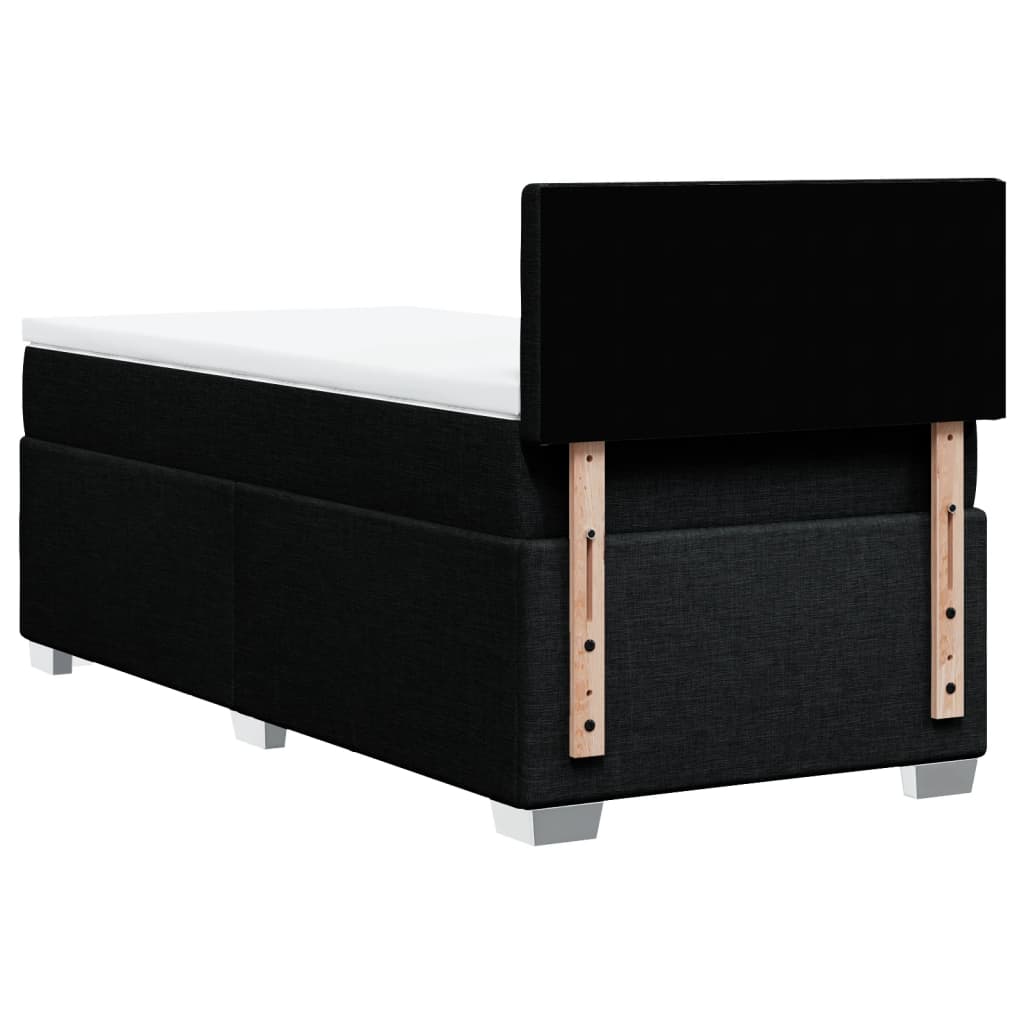 Κρεβάτι Boxspring με Στρώμα Μαύρο 90x200 εκ. Υφασμάτινο - Pakobazaar