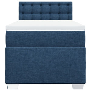 Κρεβάτι Boxspring με Στρώμα Μπλε 90x200 εκ.Υφασμάτινο