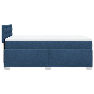 Κρεβάτι Boxspring με Στρώμα Μπλε 90x200 εκ.Υφασμάτινο
