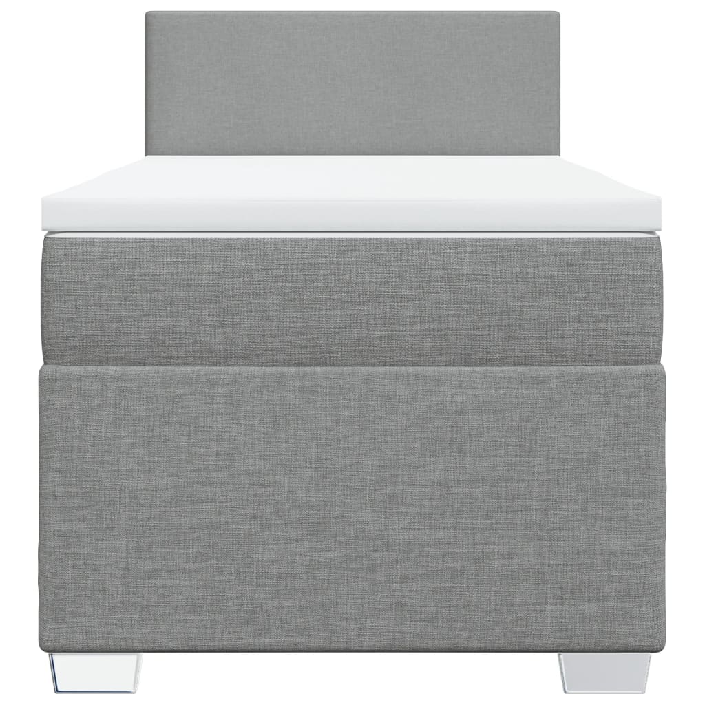 Κρεβάτι Boxspring με Στρώμα Ανοιχτό Γκρι 100x200 εκ. Υφασμάτινο