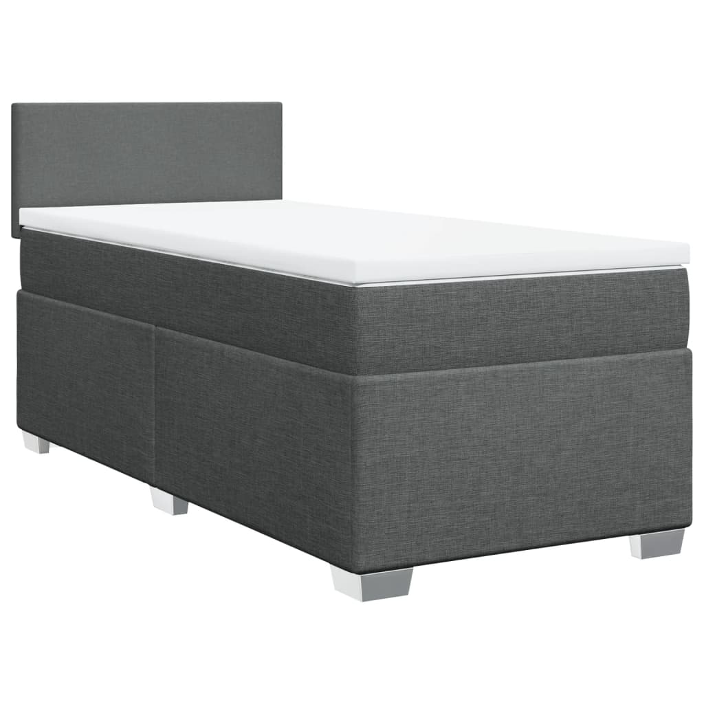 Κρεβάτι Boxspring με Στρώμα Σκούρο Γκρι 100x200 εκ. Υφασμάτινο