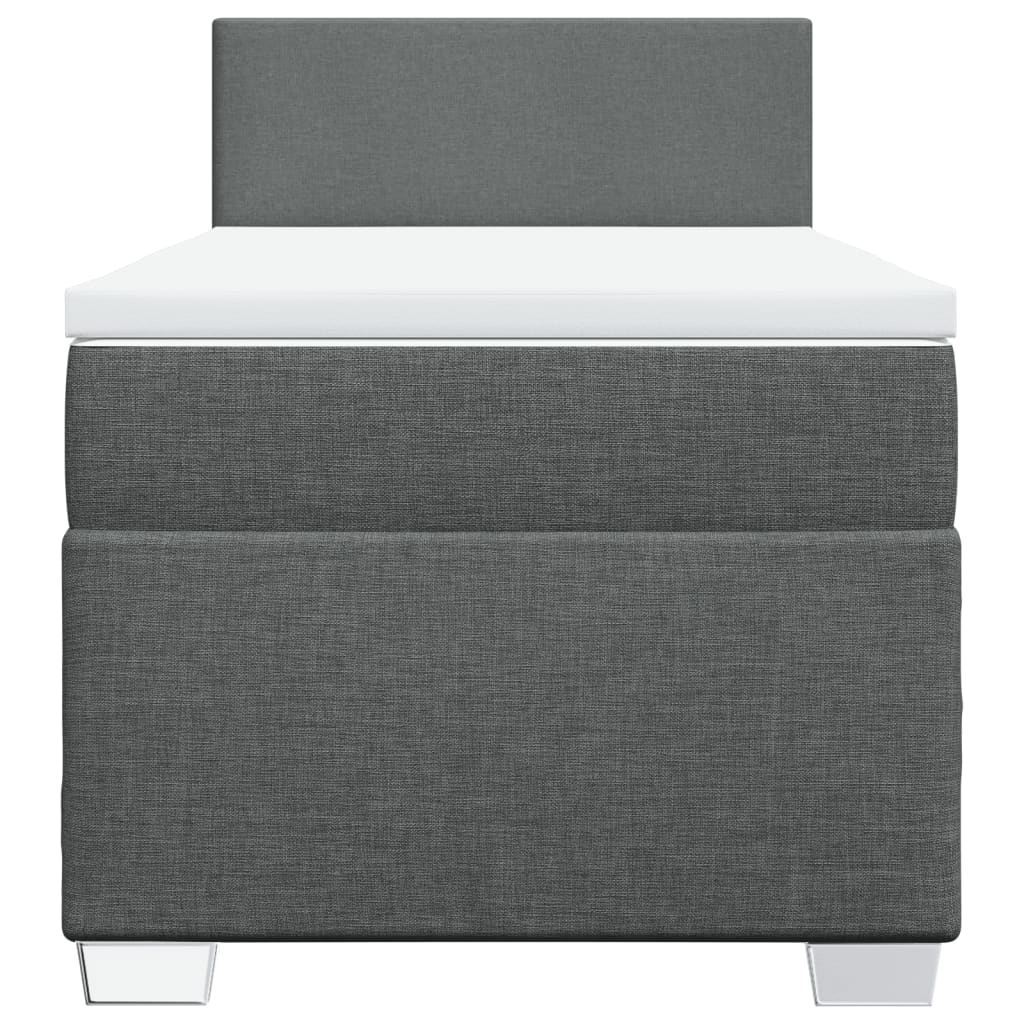 Κρεβάτι Boxspring με Στρώμα Σκούρο Γκρι 100x200 εκ. Υφασμάτινο