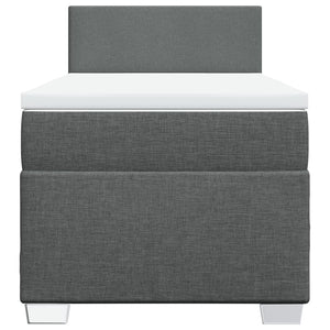 Κρεβάτι Boxspring με Στρώμα Σκούρο Γκρι 100x200 εκ. Υφασμάτινο