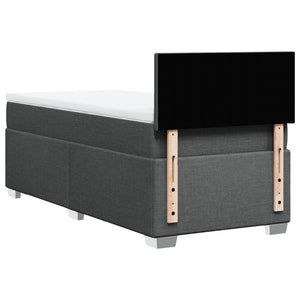 Κρεβάτι Boxspring με Στρώμα Σκούρο Γκρι 100x200 εκ. Υφασμάτινο