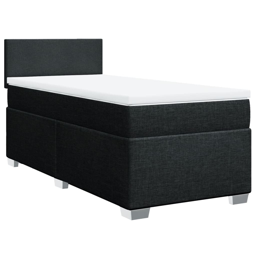 Κρεβάτι Boxspring με Στρώμα Μαύρο 100 x 200 εκ. Υφασμάτινο - Pakobazaar