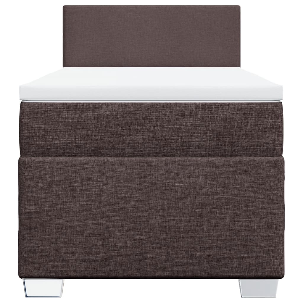 Κρεβάτι Boxspring με Στρώμα Σκούρο Καφέ 100x200 εκ. Υφασμάτινο