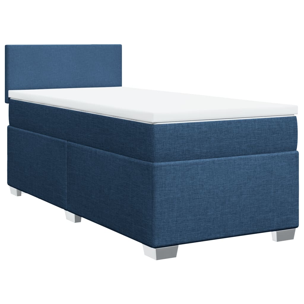 Κρεβάτι Boxspring με Στρώμα Μπλε 100 x 200 εκ. Υφασμάτινο
