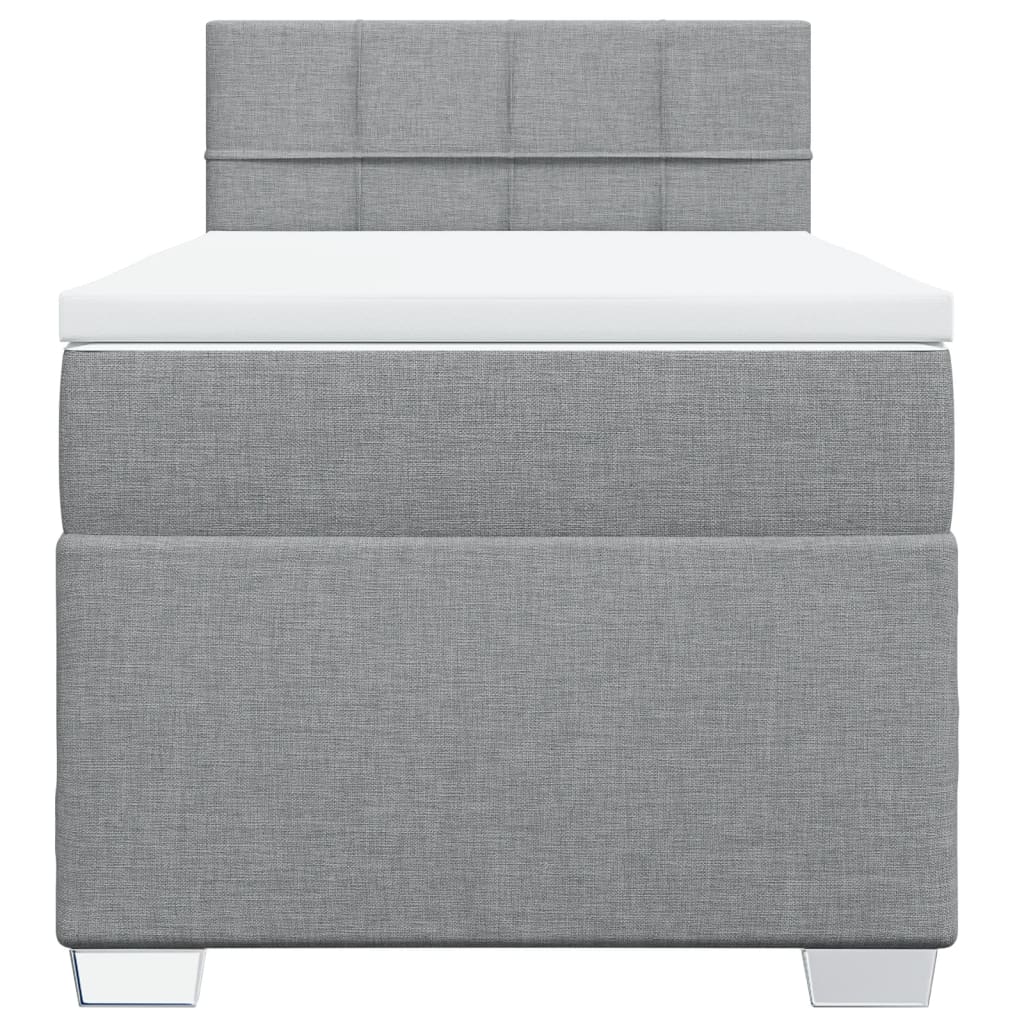 Κρεβάτι Boxspring με Στρώμα Ανοιχτό Γκρι 100x200 εκ. Υφασμάτινο