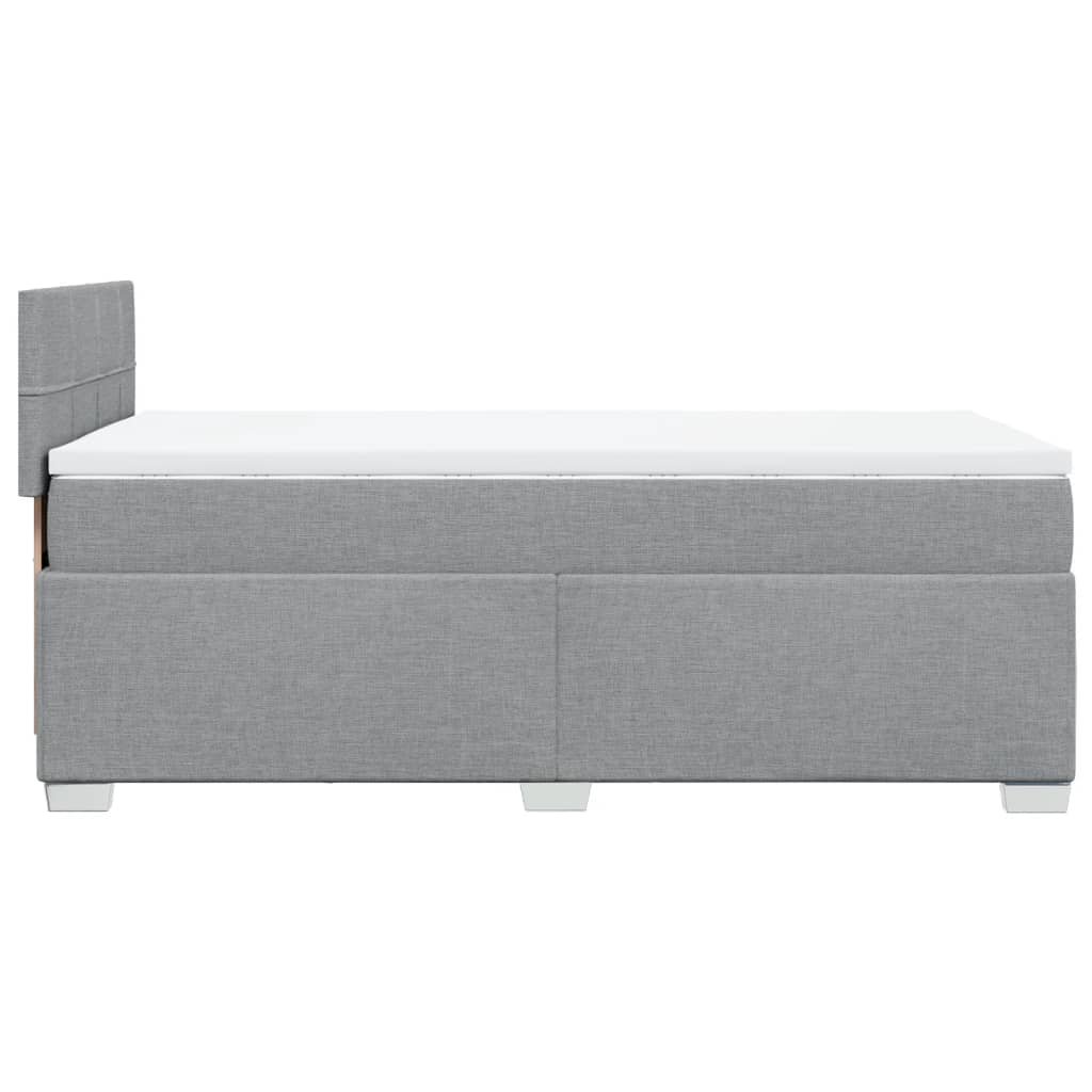 Κρεβάτι Boxspring με Στρώμα Ανοιχτό Γκρι 100x200 εκ. Υφασμάτινο