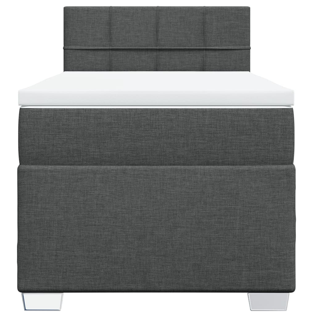 Κρεβάτι Boxspring με Στρώμα Σκούρο Γκρι 100x200 εκ. Υφασμάτινο - Pakobazaar
