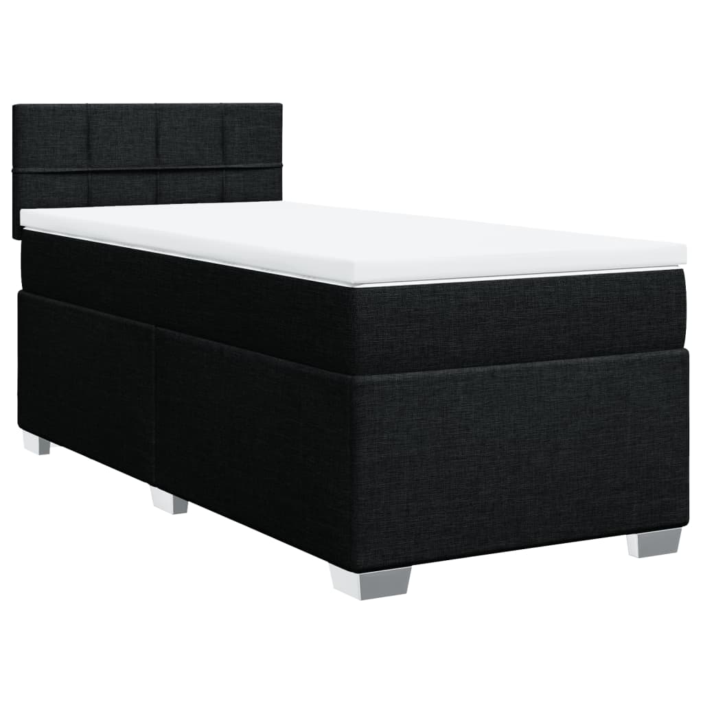 Κρεβάτι Boxspring με Στρώμα Μαύρο 100 x 200 εκ. Υφασμάτινο - Pakobazaar