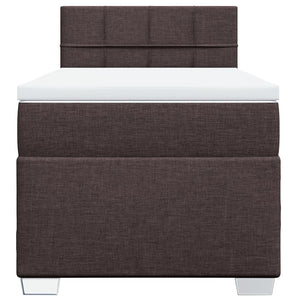 Κρεβάτι Boxspring με Στρώμα Σκούρο Καφέ 100x200 εκ. Υφασμάτινο