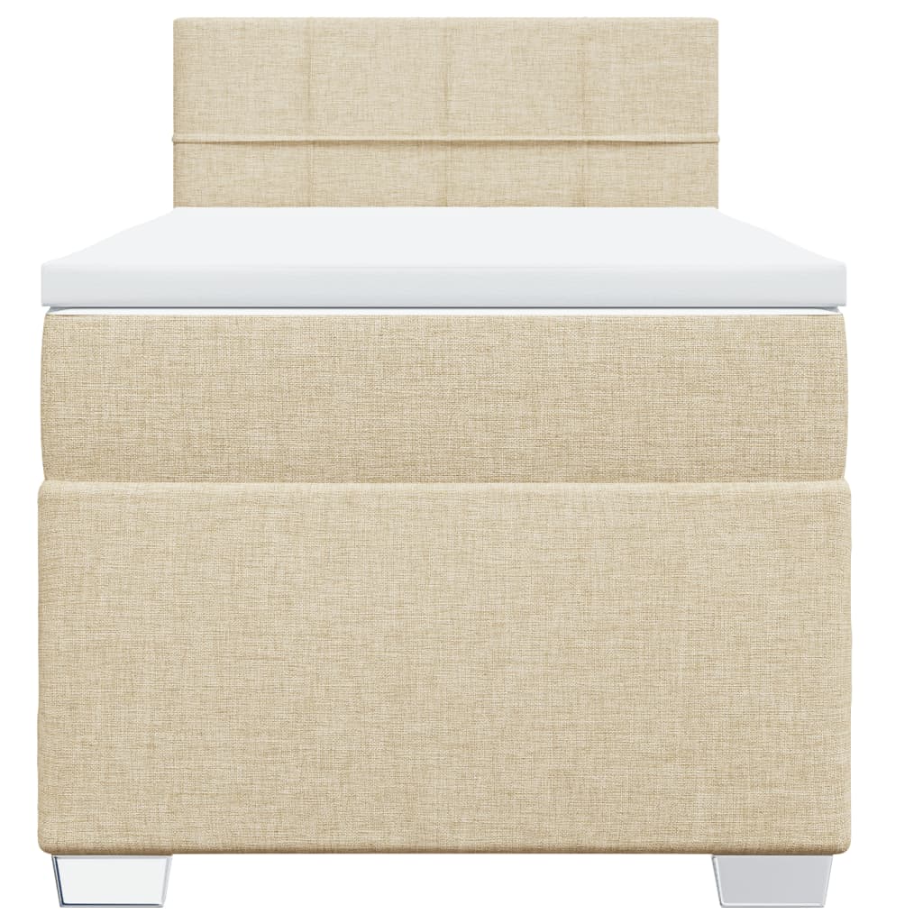 Κρεβάτι Boxspring με Στρώμα Κρεμ 100 x 200 εκ. Υφασμάτινο