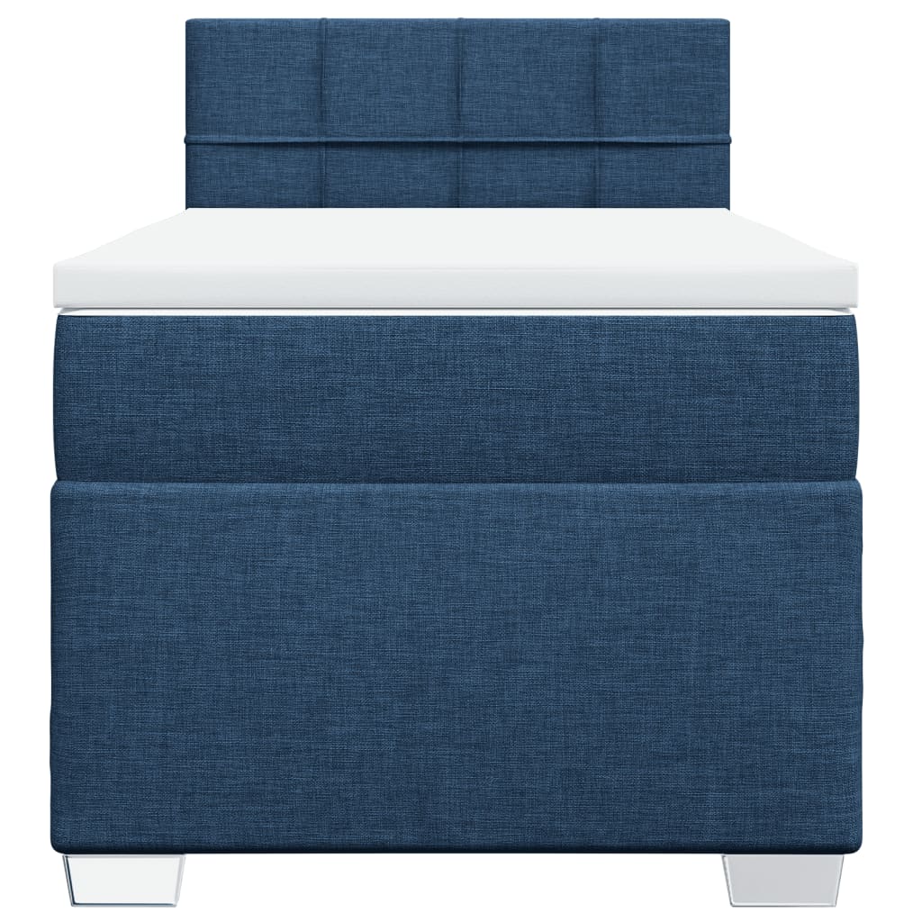 Κρεβάτι Boxspring με Στρώμα Μπλε 100 x 200 εκ. Υφασμάτινο