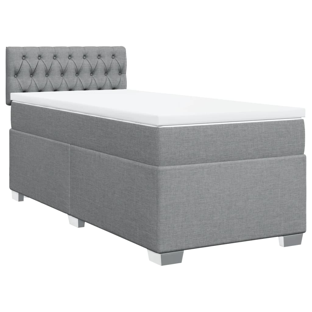 Κρεβάτι Boxspring με Στρώμα Ανοιχτό Γκρι 100x200 εκ. Υφασμάτινο