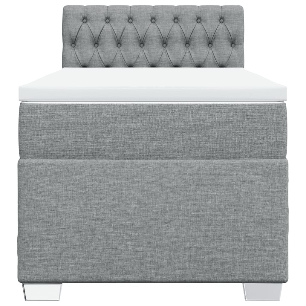 Κρεβάτι Boxspring με Στρώμα Ανοιχτό Γκρι 100x200 εκ. Υφασμάτινο