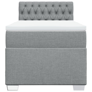 Κρεβάτι Boxspring με Στρώμα Ανοιχτό Γκρι 100x200 εκ. Υφασμάτινο