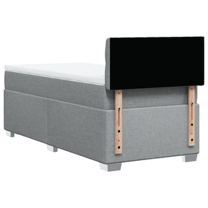 Κρεβάτι Boxspring με Στρώμα Ανοιχτό Γκρι 100x200 εκ. Υφασμάτινο