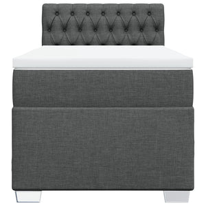 Κρεβάτι Boxspring με Στρώμα Σκούρο Γκρι 100x200 εκ. Υφασμάτινο - Pakobazaar