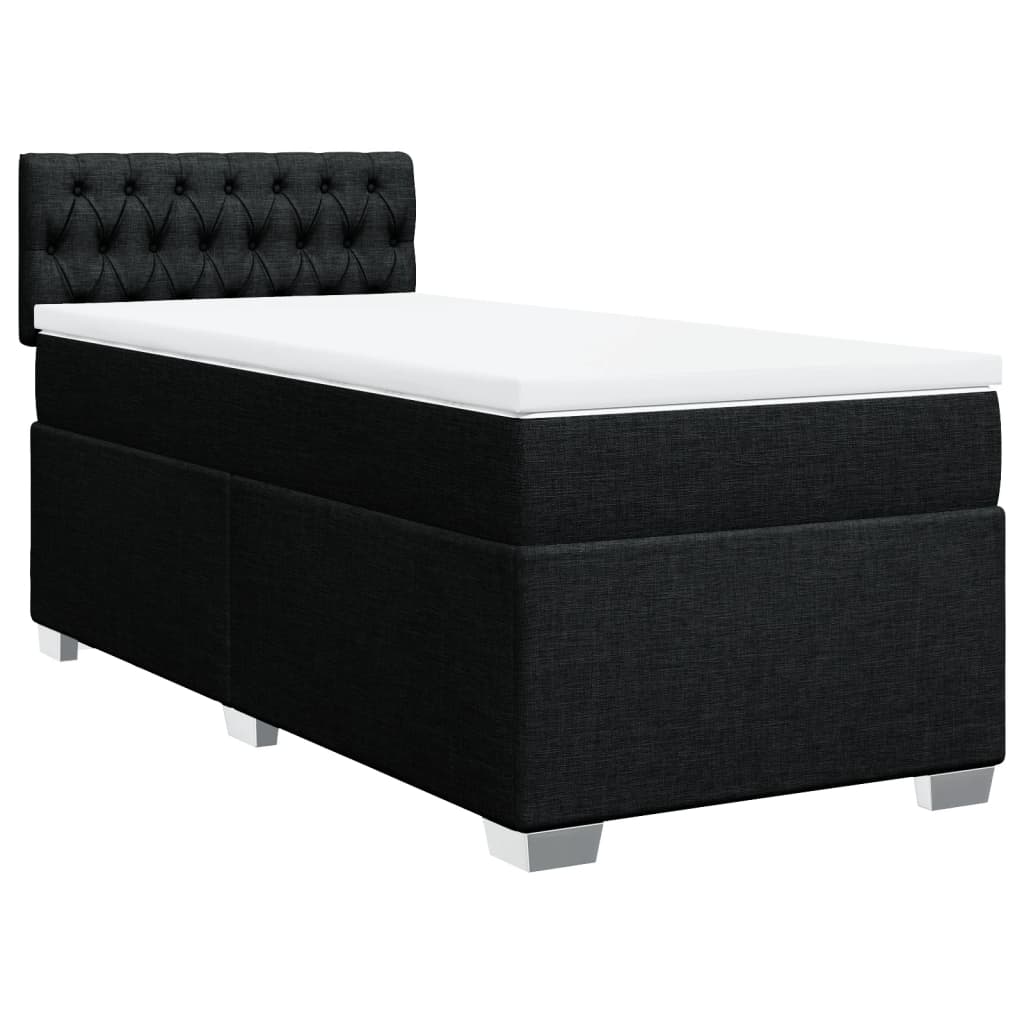 Κρεβάτι Boxspring με Στρώμα Μαύρο 100 x 200 εκ. Υφασμάτινο - Pakobazaar