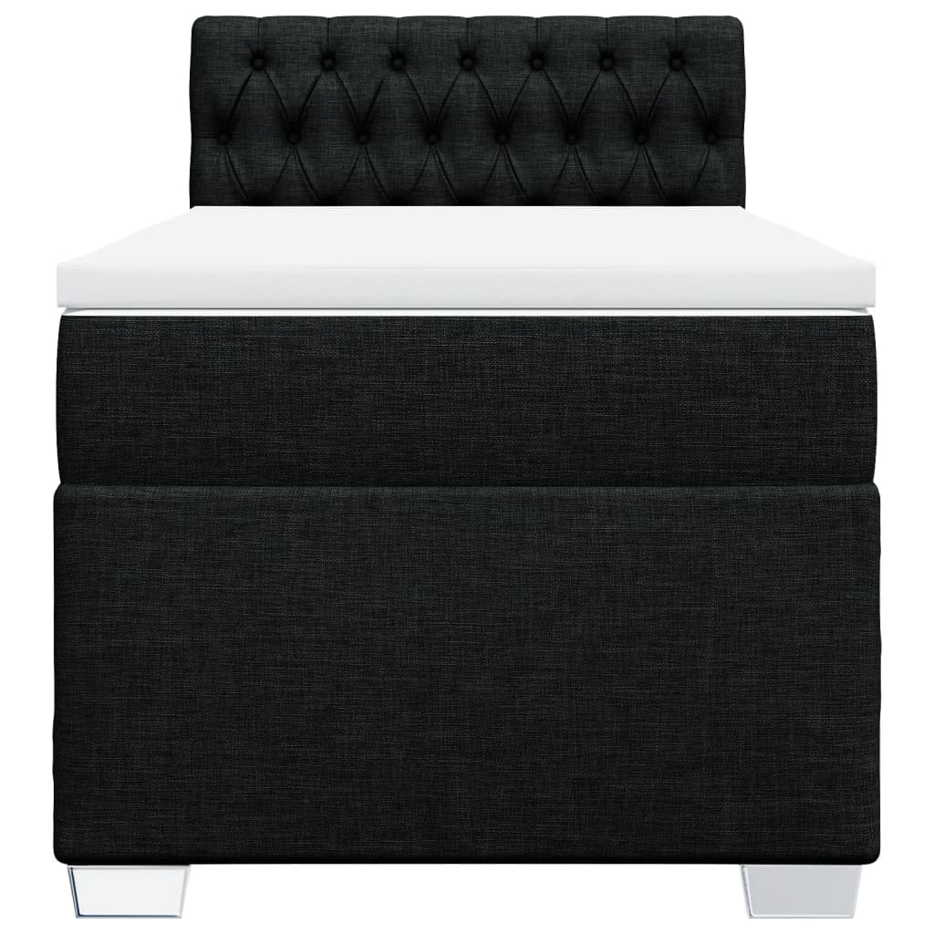 Κρεβάτι Boxspring με Στρώμα Μαύρο 100 x 200 εκ. Υφασμάτινο - Pakobazaar