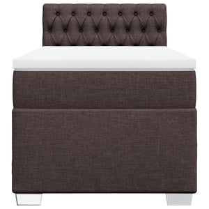 Κρεβάτι Boxspring με Στρώμα Σκούρο Καφέ 100x200 εκ. Υφασμάτινο