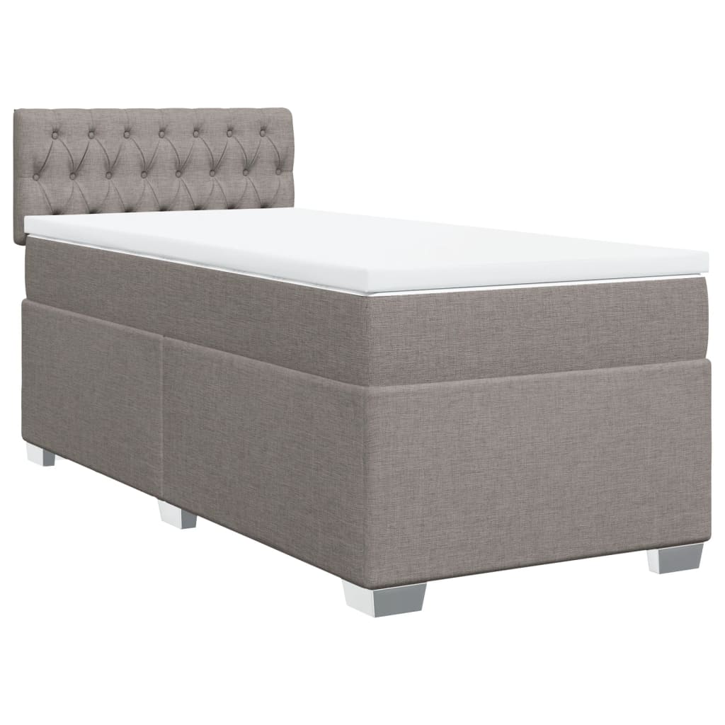 Κρεβάτι Boxspring με Στρώμα Taupe 100 x 200 εκ. Υφασμάτινο