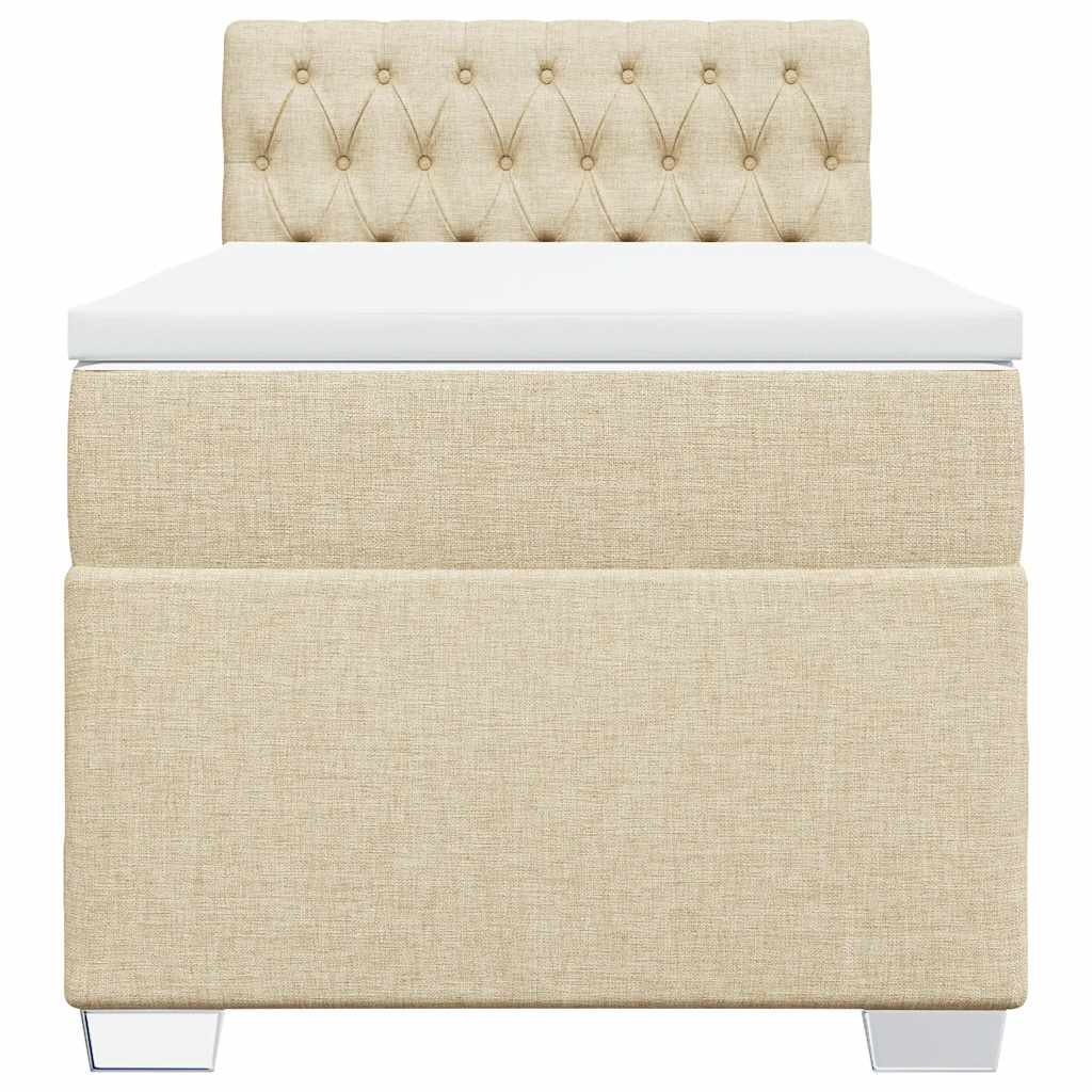 Κρεβάτι Boxspring με Στρώμα Κρεμ 100 x 200 εκ. Υφασμάτινο