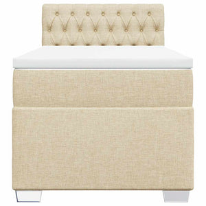 Κρεβάτι Boxspring με Στρώμα Κρεμ 100 x 200 εκ. Υφασμάτινο