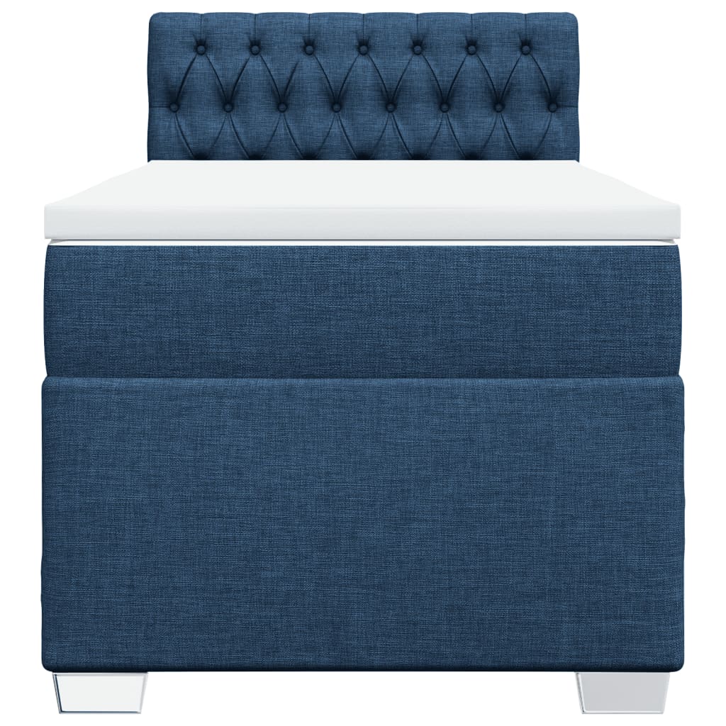 Κρεβάτι Boxspring με Στρώμα Μπλε 100 x 200 εκ. Υφασμάτινο