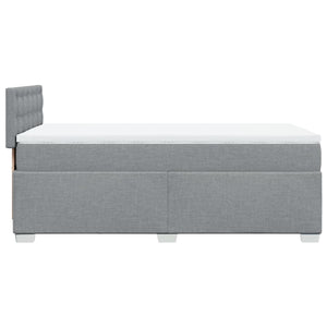 Κρεβάτι Boxspring με Στρώμα Ανοιχτό Γκρι 100x200 εκ. Υφασμάτινο - Pakobazaar