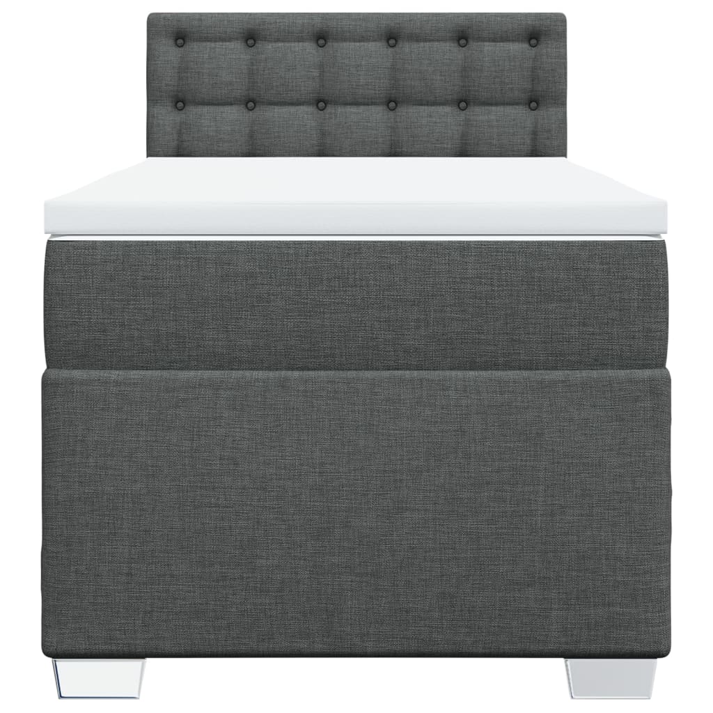 Κρεβάτι Boxspring με Στρώμα Σκούρο Γκρι 100x200 εκ. Υφασμάτινο