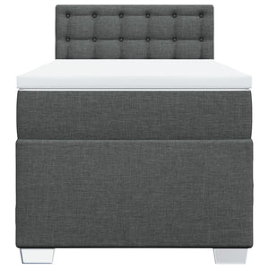 Κρεβάτι Boxspring με Στρώμα Σκούρο Γκρι 100x200 εκ. Υφασμάτινο