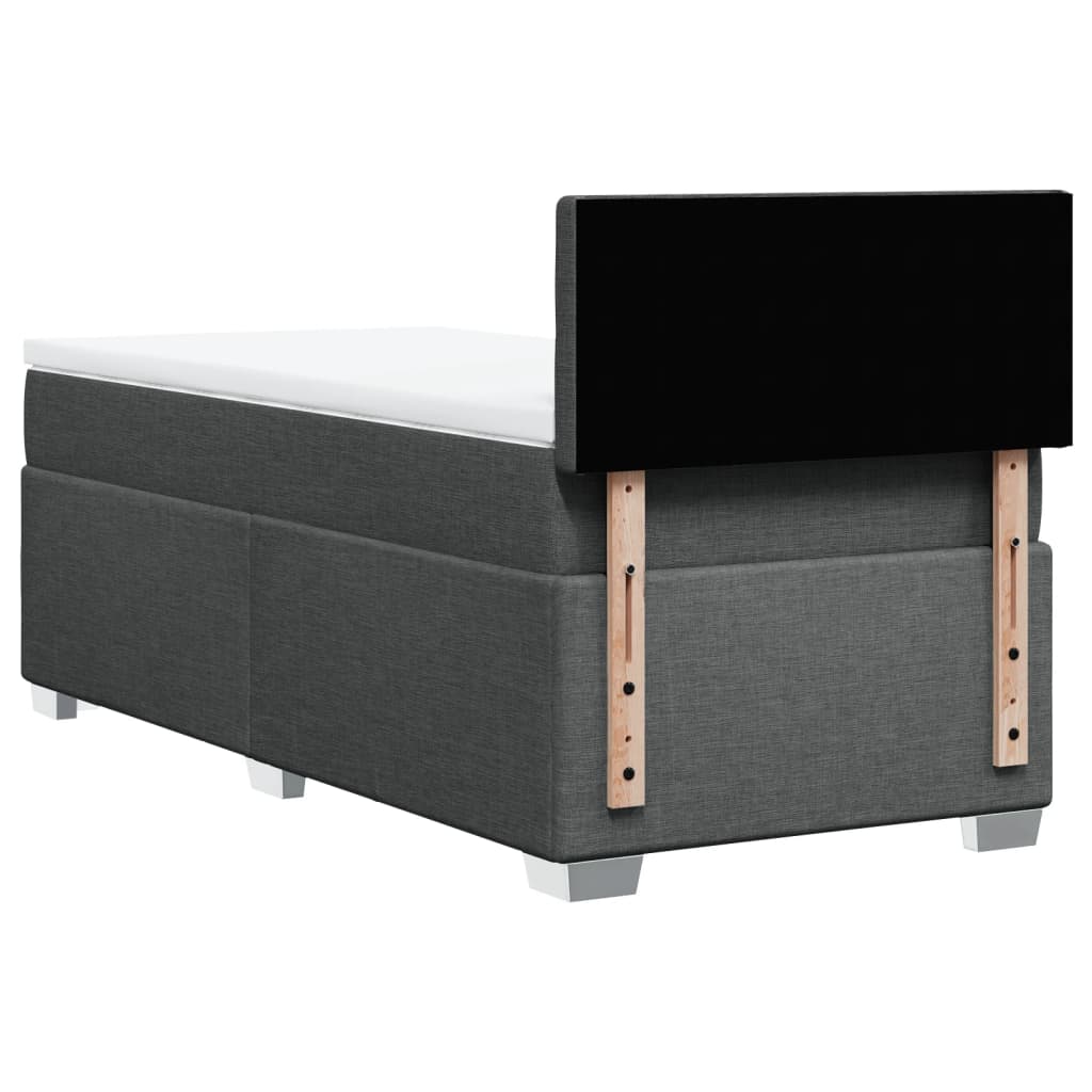 Κρεβάτι Boxspring με Στρώμα Σκούρο Γκρι 100x200 εκ. Υφασμάτινο