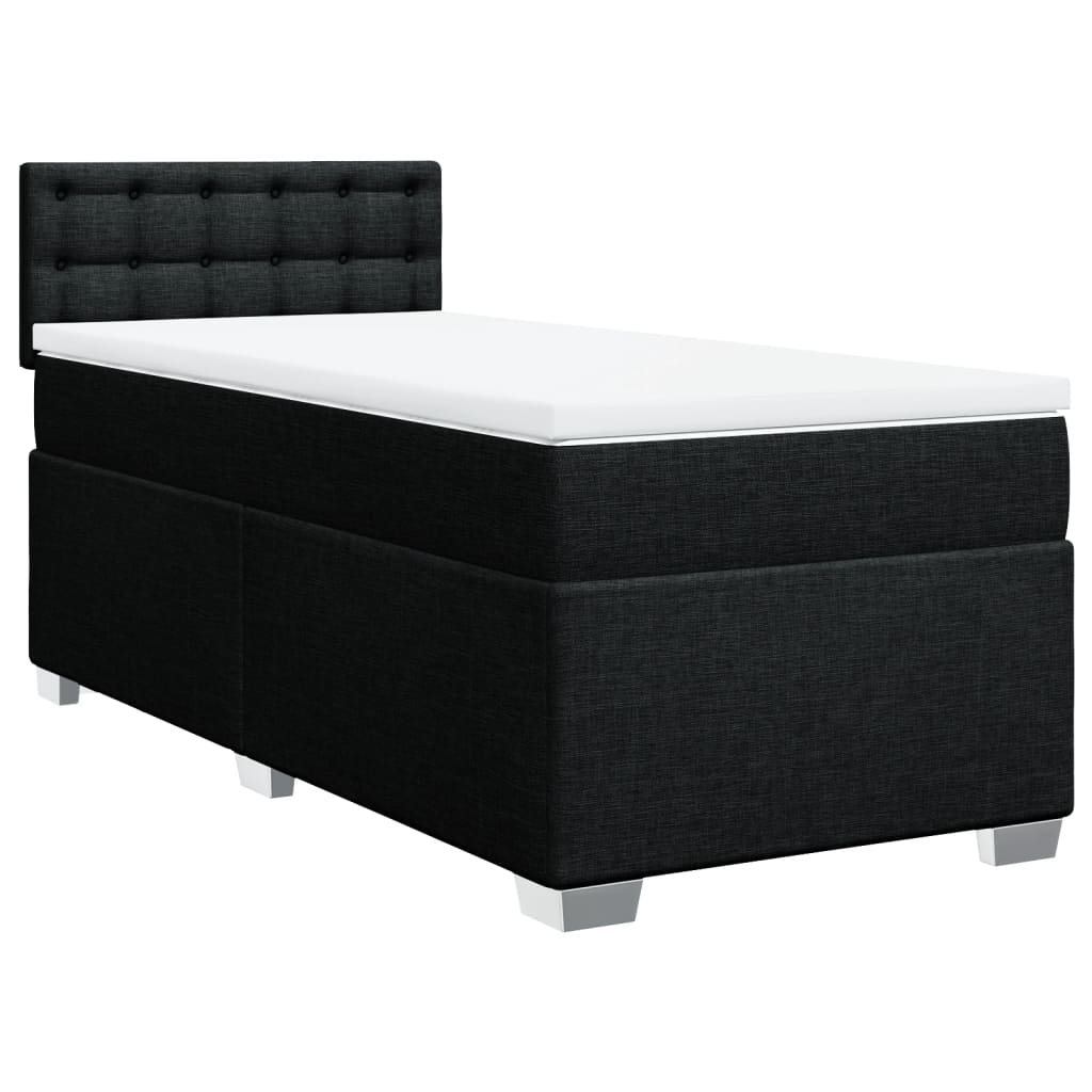 Κρεβάτι Boxspring με Στρώμα Μαύρο 100 x 200 εκ. Υφασμάτινο - Pakobazaar
