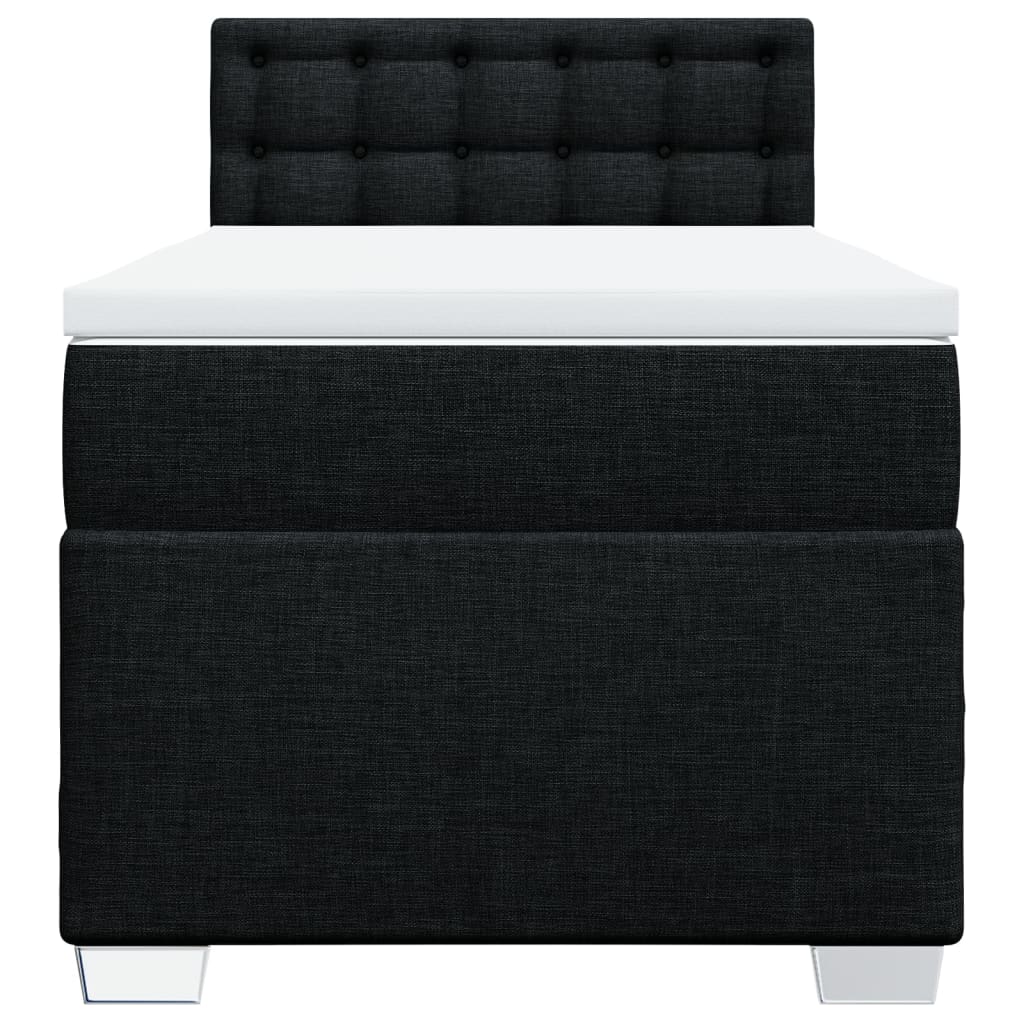 Κρεβάτι Boxspring με Στρώμα Μαύρο 100 x 200 εκ. Υφασμάτινο - Pakobazaar