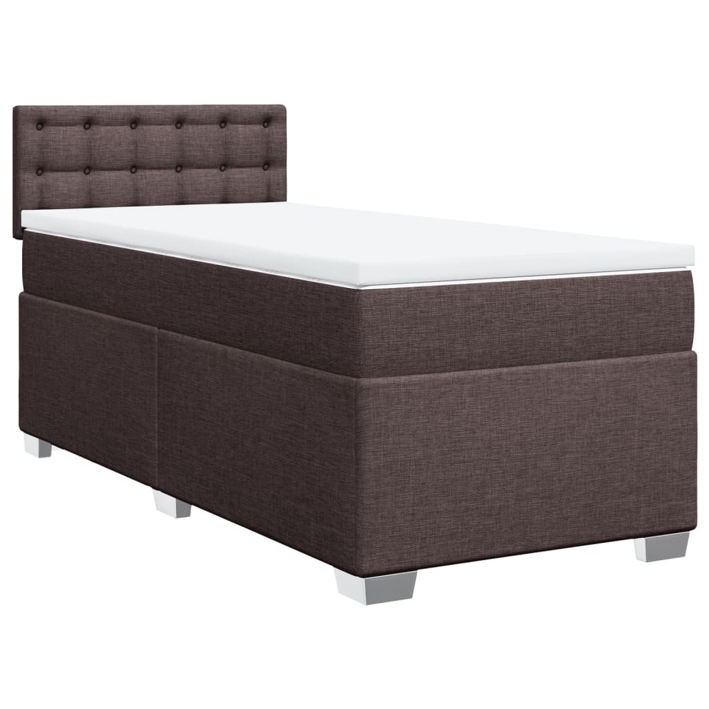 Κρεβάτι Boxspring με Στρώμα Σκούρο Καφέ 100x200 εκ. Υφασμάτινο