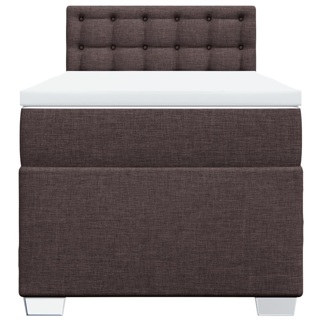 Κρεβάτι Boxspring με Στρώμα Σκούρο Καφέ 100x200 εκ. Υφασμάτινο