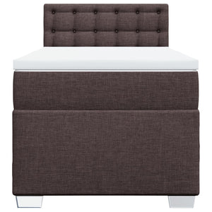 Κρεβάτι Boxspring με Στρώμα Σκούρο Καφέ 100x200 εκ. Υφασμάτινο