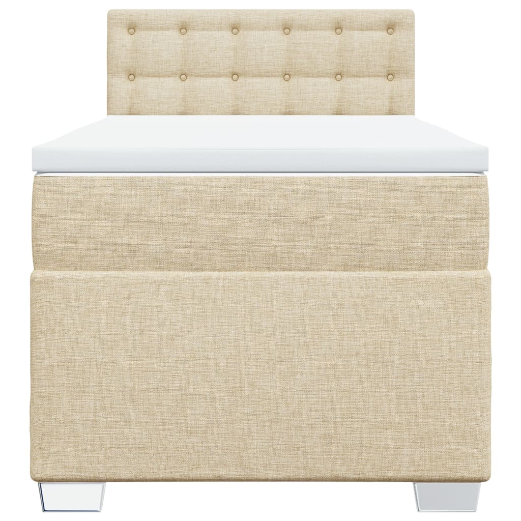 Κρεβάτι Boxspring με Στρώμα Κρεμ 100 x 200 εκ. Υφασμάτινο